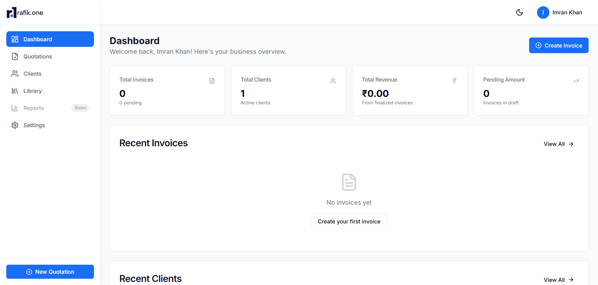 Rafik One Business Management System Preview